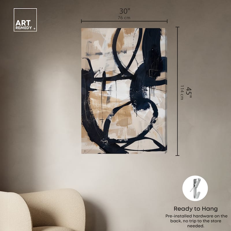 Art Remedy Flowing Ii Gallery Wrapped Abstract Shapes 1 Piece Canvas Wall Art