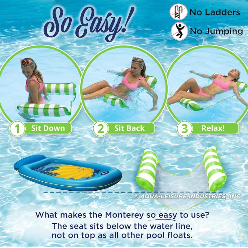 Aqua Leisure Water 4-in-1 Pool Hammock, Lime Green & Zero Gravity Float, Green - 4