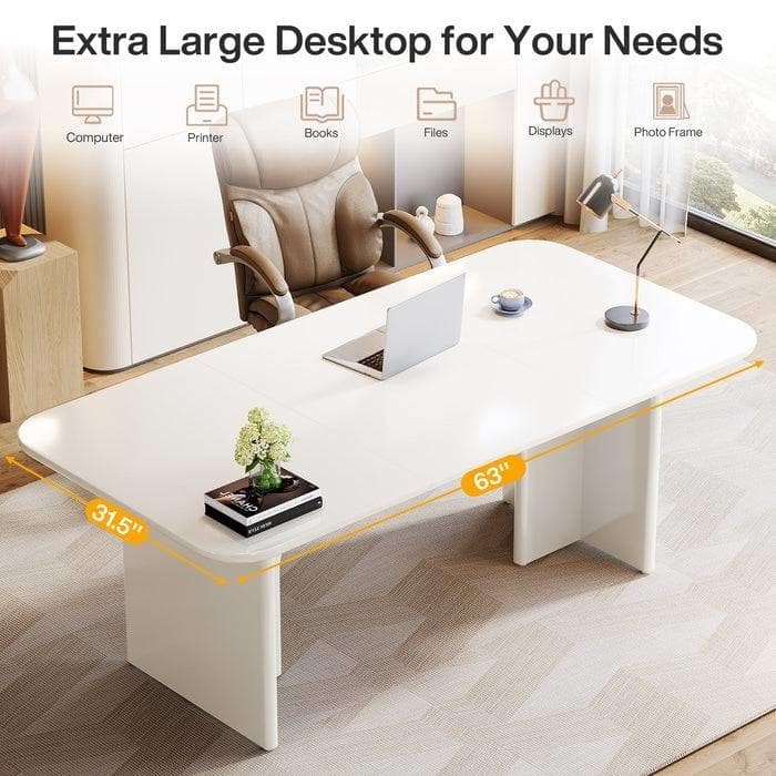 Modern Executive Desk with Arch Design for Home Office Computer or Gaming