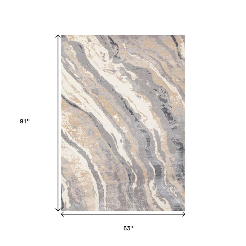 HomeRoots Abstract Modern Rectangle Area Rug - 5' X 8'