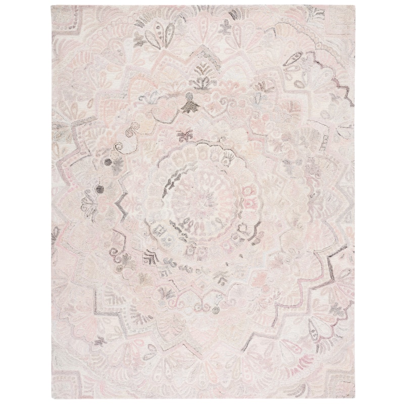 SAFAVIEH Handmade Marquee Carlijn Modern Medallion Wool Rug - 10' x 14' - Beige/Ivory