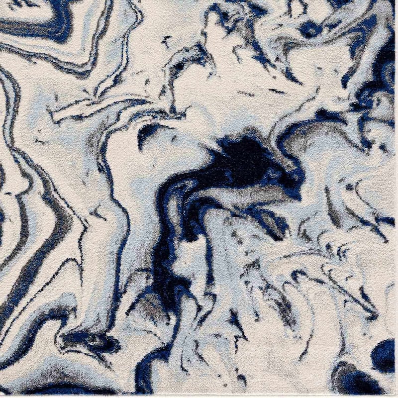 Hauteloom Glendon Living Room, Bedroom Area Rug - Blue, Charcoal, Teal - 2' x 2'11"