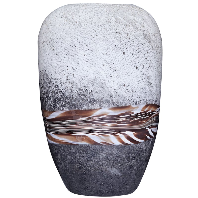 Ombre Brown Handblown Glass Set of Two Modern Decorative Vases