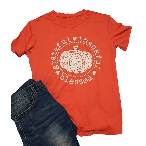 Shop Enmeng Womens Pumpkin Blessed Shirt Casual Graphic Tops Fall