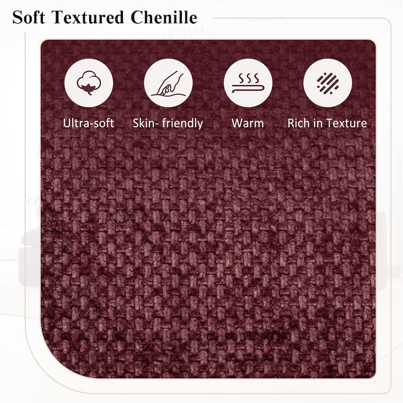 L-Shaped Reversible Sectional Sofa Chenille Fabric Couch Chaise