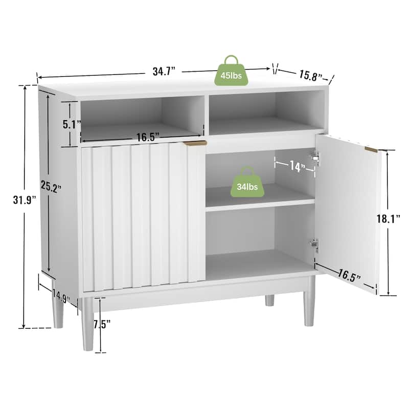 34 in. Buffet with Adjustable Shelves