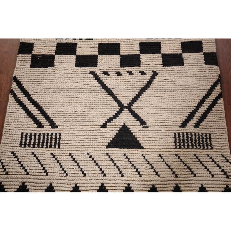 Striped Moroccan Oriental Accent Rug Hand-Knotted Wool Carpet - 3'0"x 5'3"