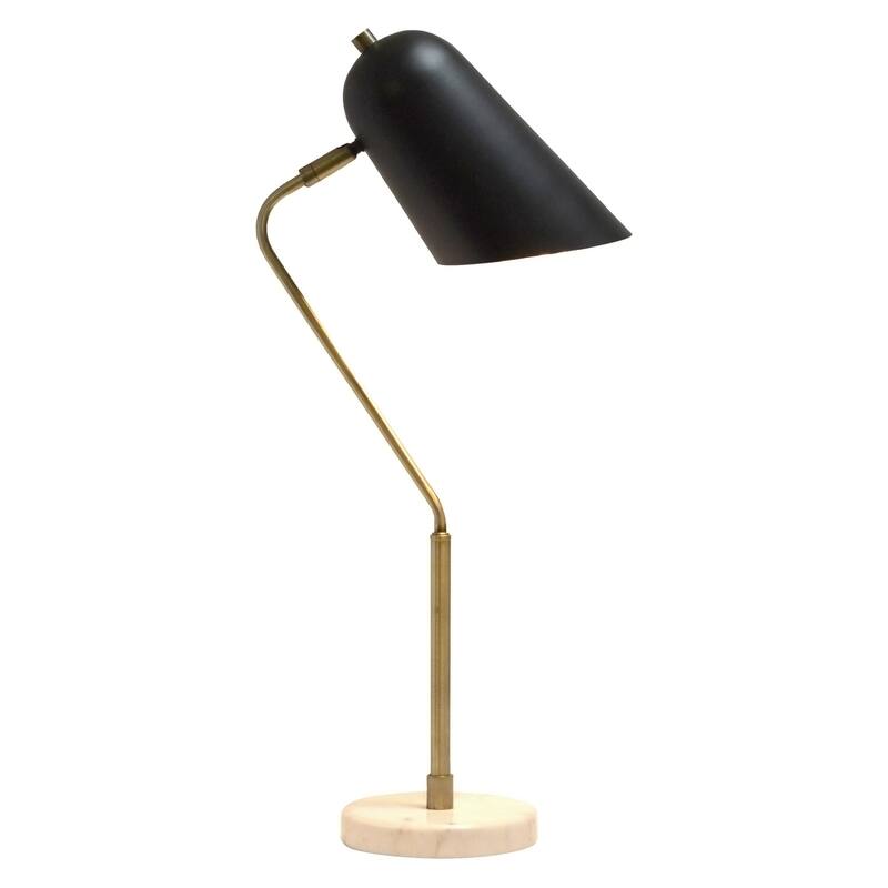 23.5 in. Antique Brass Finish Table Lamp with Black Shade, Desk Lamp for Writing and Computer Desks