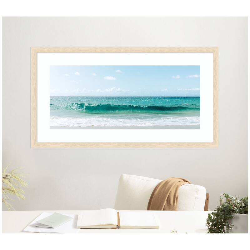 Kate and Laurel Framed Art Beach Ocean Day over Blue Clear Waters by Alicia Abla