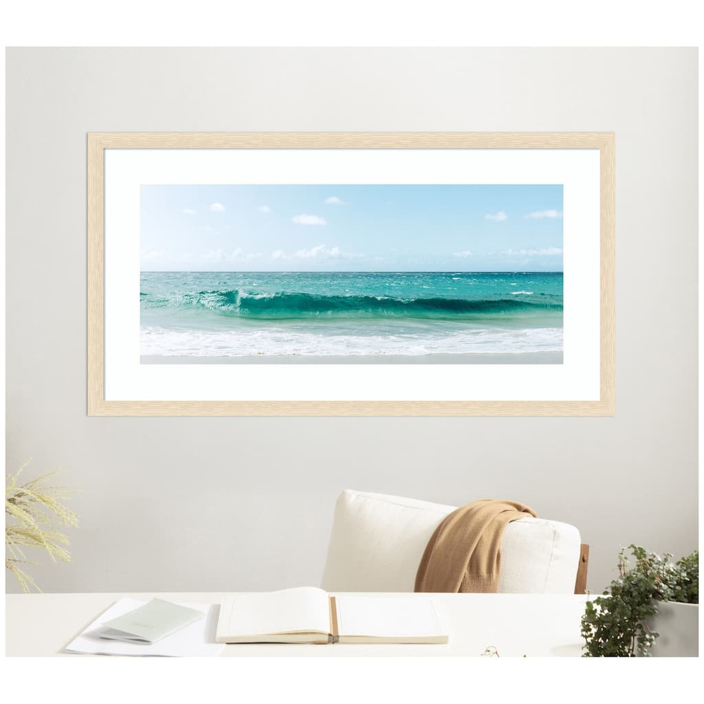 Kate and Laurel Framed Art Beach Ocean Day over Blue Clear Waters by Alicia Abla
