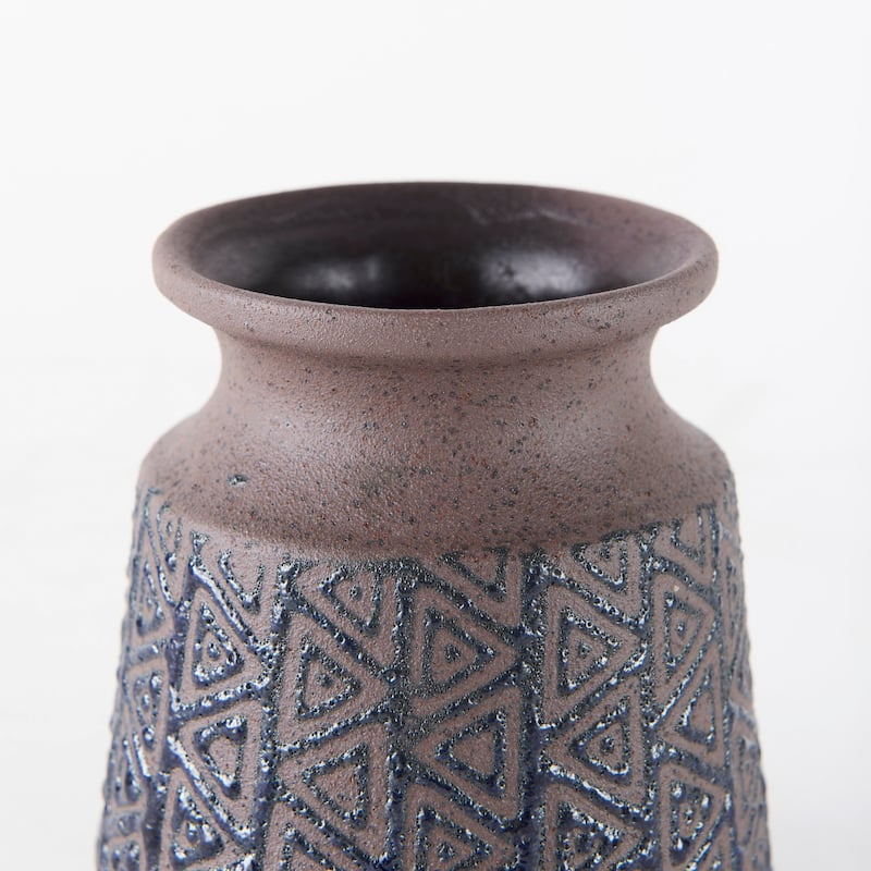 Sefina I Small Brown/Black Patterned Ceramic Vase - 4.5"W x 4.5"D 5.5"H