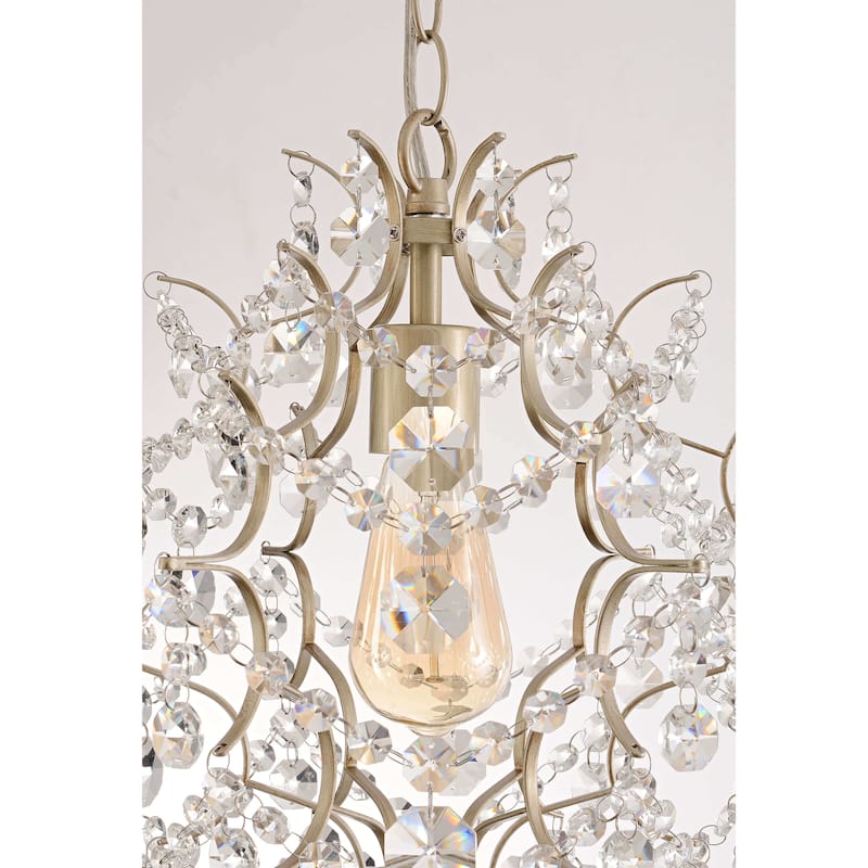 Dalia Brushed Silver-ish Champagne Single Light Mini Chandelier - 14 inches D x 16 inches H