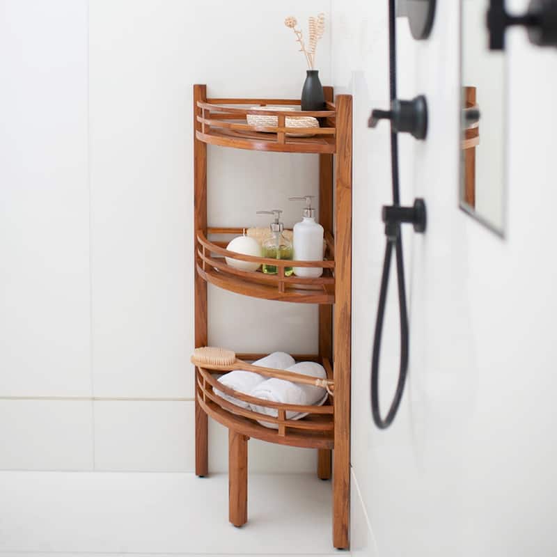 Cambridge Casual 3-Tier Estate Spa Teak Corner Shower Shelf
