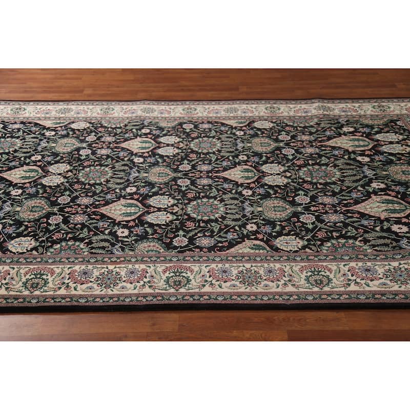 Black Vegetable Dye Aubusson Chinese Area Rug Hand-Knotted Wool Carpet - 6'2"x 9'7"