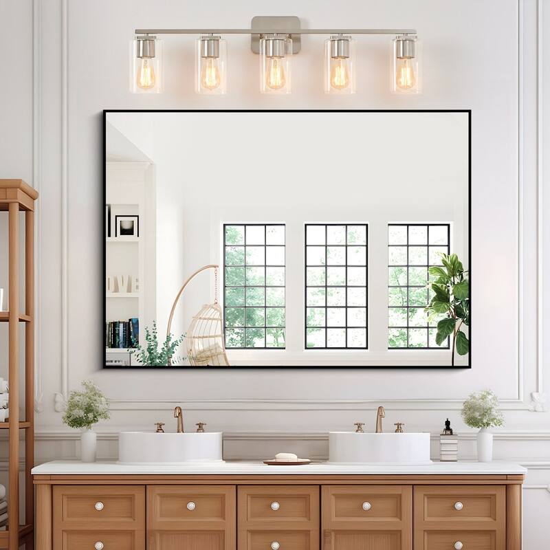KAWOTI 35.5" 5-Light Clemmon Vanity Light with Square Glass Shade