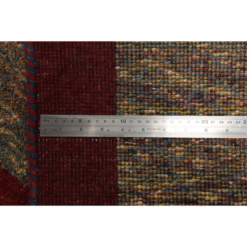 Hand Knotted Oriental 100% Wool Carpet Tribal Animal Pictorial Multi-Colored Gabbeh Area Rug - 3' 11'' X 2' 4''