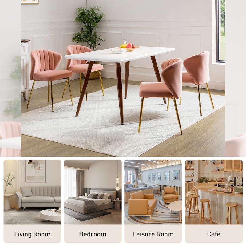 Barbara Side Chair with Metal Base Set of 4 by HULALA HOME - PINK