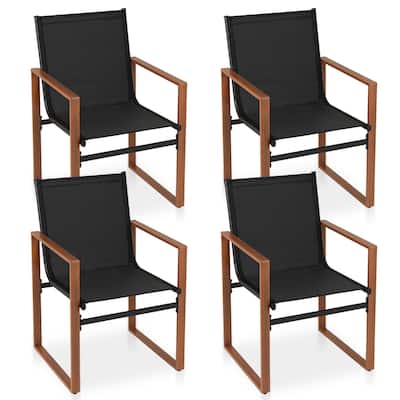 Gymax 4 PCS Outdoor Dining Chairs Patio Furniture Chair w/ Breathable