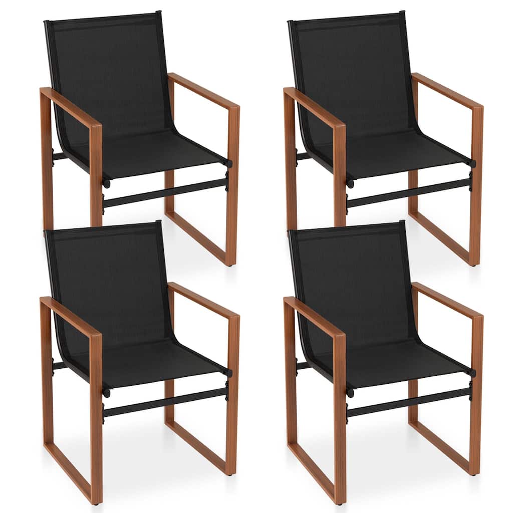 Gymax 4 PCS Outdoor Dining Chairs Patio Furniture Chair w/ Breathable
