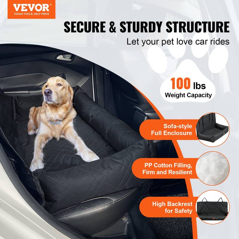 Dog Car Seat, Waterproof Dog Booster Seat for Car, Pet Car Seat with Clip-On Safety Leash, PP Cotton Filling