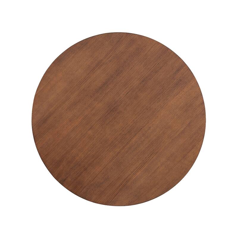 Classic Round Dining Table, Space-Saving Kitchen Table Seats 5, Cherry Finish, Sturdy and Easy to Assemble