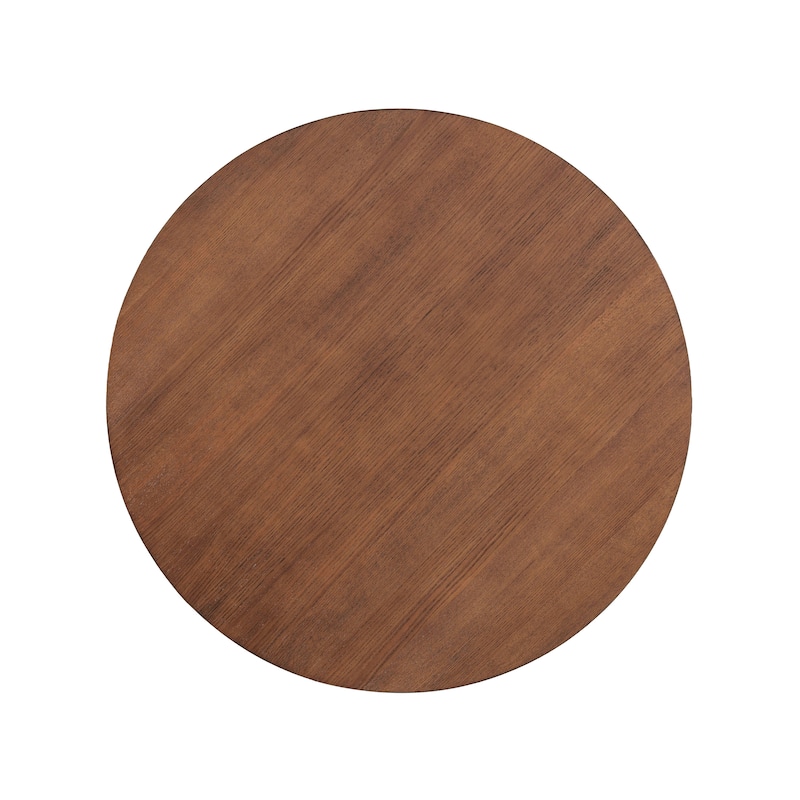 Roomfitters Round Dining Table with X-Base, Solid Wood Construction, Modern Farmhouse Kitchen and Dining Room Table, Walnut