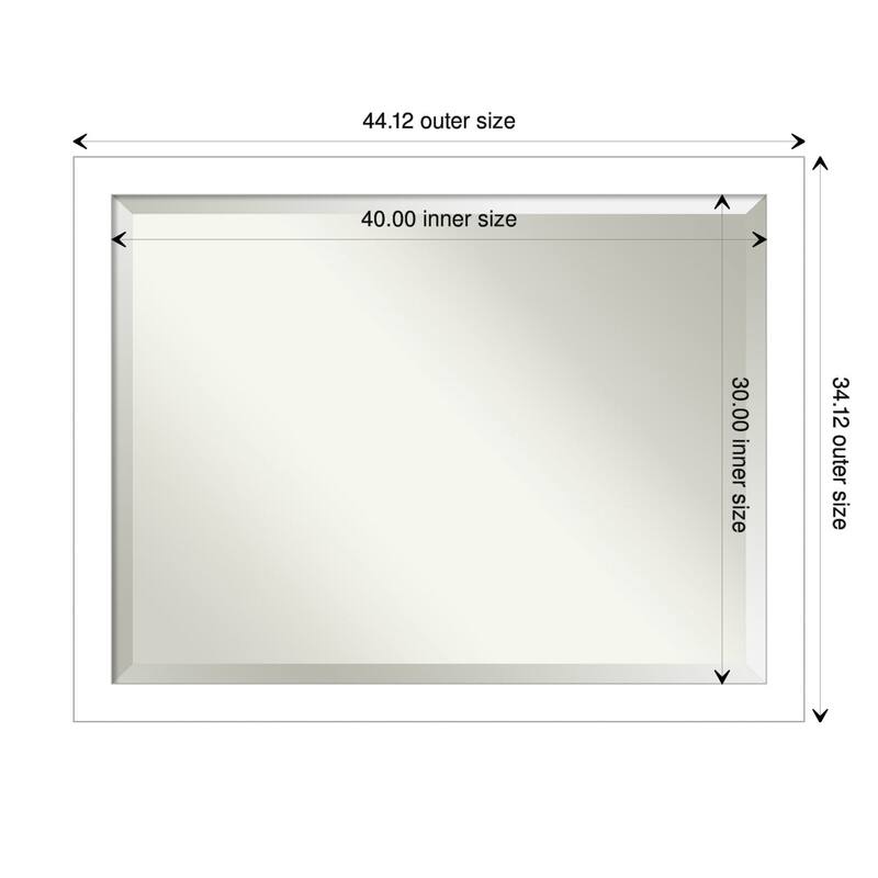 Beveled Wall Mirror - Wedge White Frame - Wedge White - 44 x 34-inch