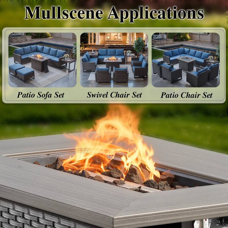 Wicker Patio Conversation Set with Fire Pit Table
