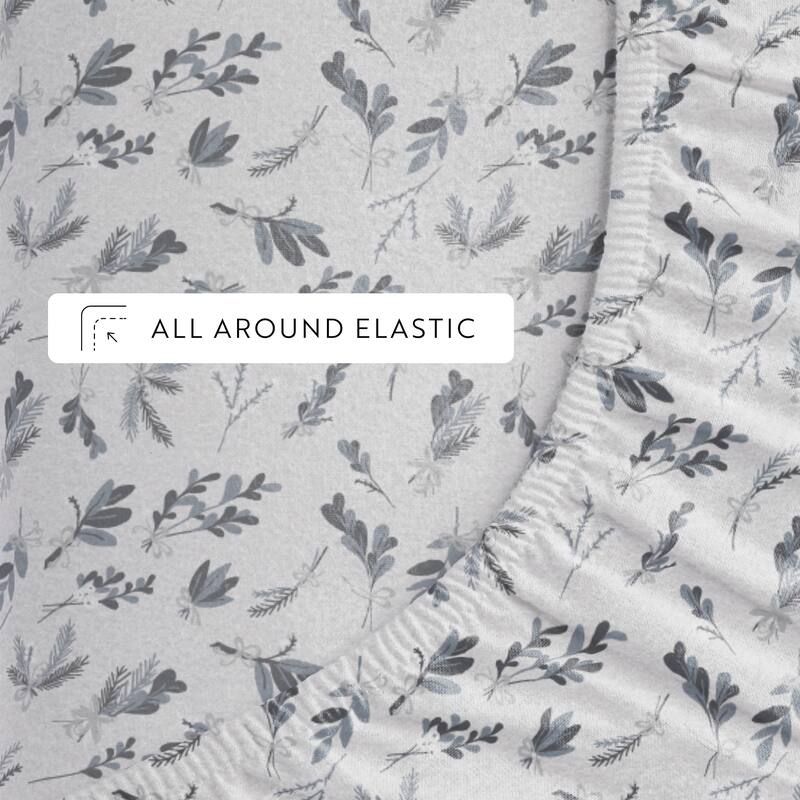 Becky Cameron Botanical 4 Piece 100% Cotton Brushed Flannel Deep Pocket Bed Sheet Set