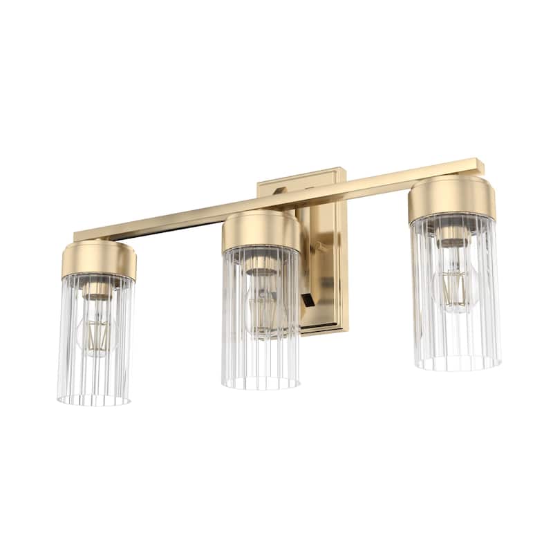 Hunter Gatz Ribbed Glass Vanity Wall Light - Bathroom - Glam, Fluted Glass - Damp Rated!
