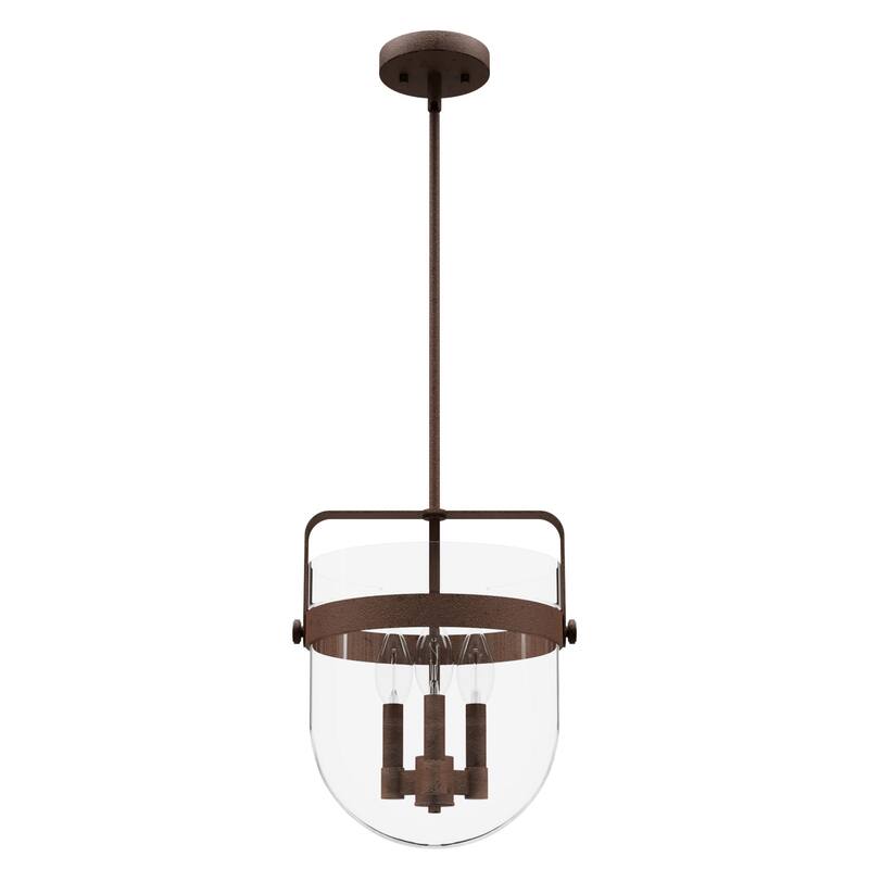 Hunter Karloff Clear Glass Bell-Shaped Pendant - Kitchen Island, Dining Room, Entry - Modern Farmhouse, Rustic, Industrial