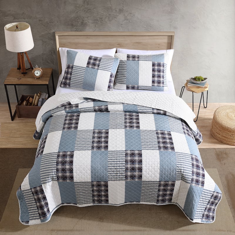 Eddie Bauer Camano Island Cotton Reversible Plum Quilt Set