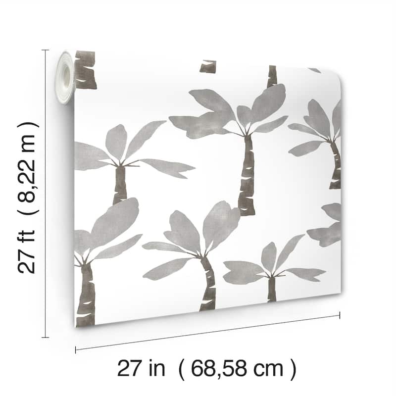 York Wallcoverings Painted Oasis Carbon and Graphite Wallpaper