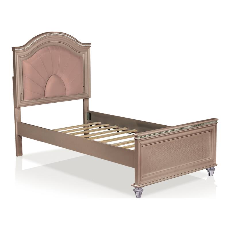 Ving Modern Rose Gold LED Light Upholstered Platform Bed by Furniture of America