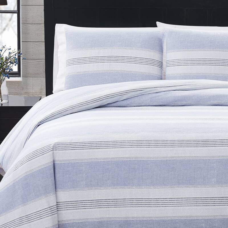 London Fog Printed Cotton Flannel 3 Piece Comforter Set