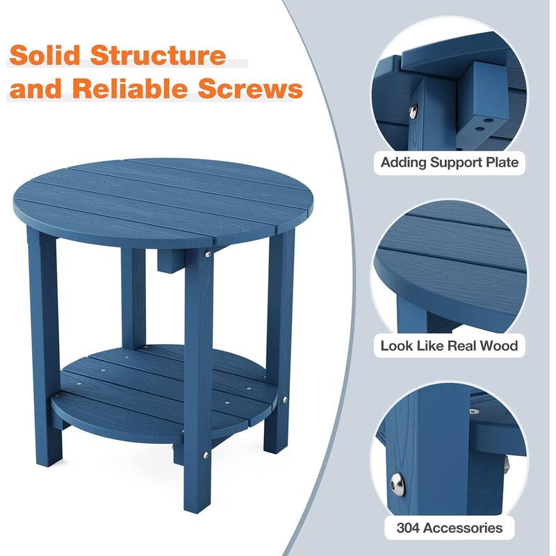 WINSOON All Weather HIPS Outdoor Side Table,Round Table