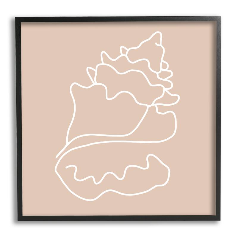 Stupell Conch Shell Line Doodle Minimal Beige Beach Framed Wall Art, Design by Daphne Polselli - 17 x 17 - Black