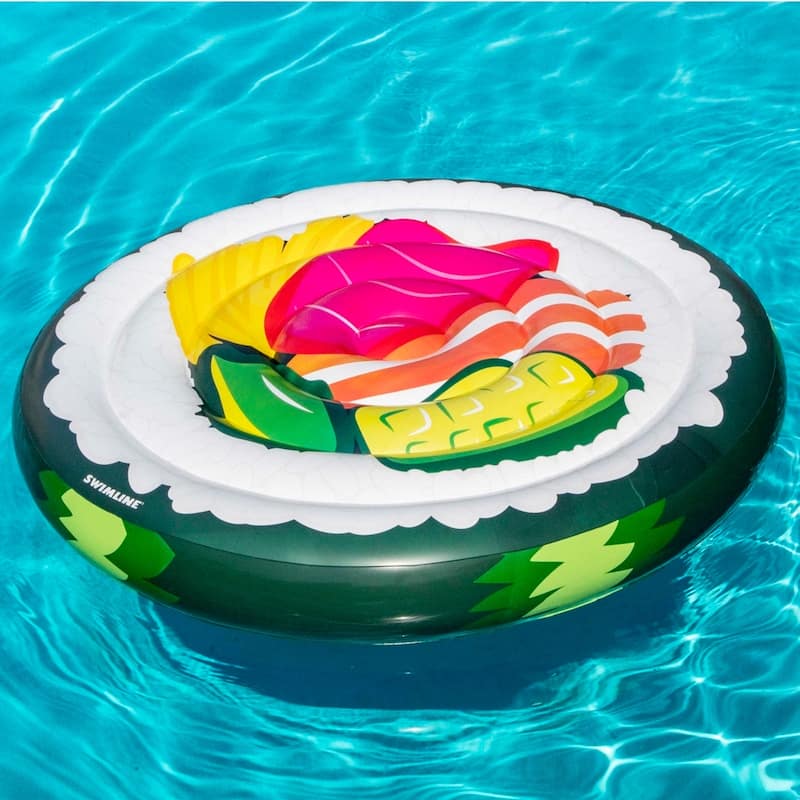 60" Inflatable Sushi Roll Island with Chopsticks Swimming Pool Float