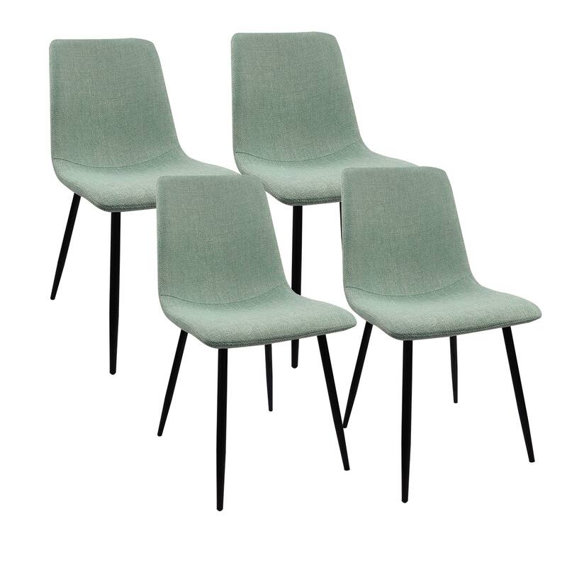 Set of 4 Modern Upholstered Dining Accent Chairs with Metal Legs