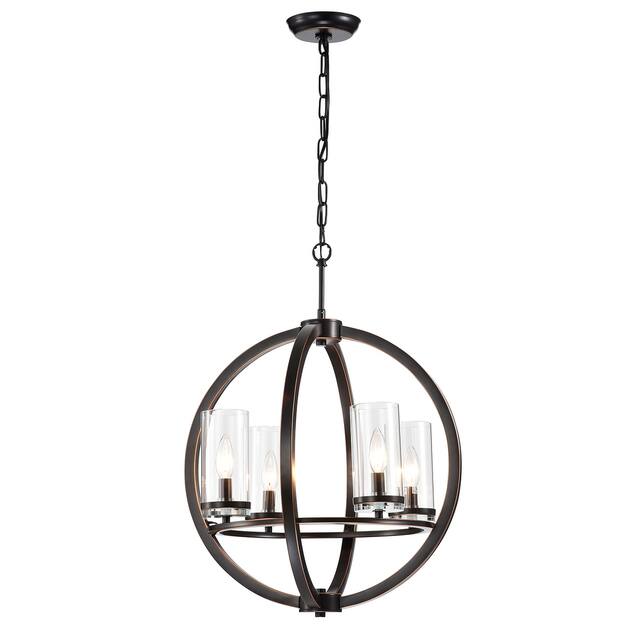 Oil Rubbed Bronze 4-Light Globe Chandelier with Clear Glass Shades - Oil Rubbed Bronze