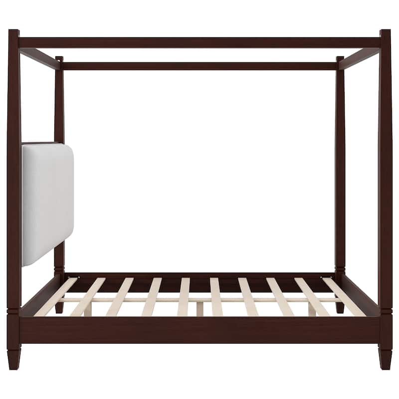 Canopy Platform Bed with Upholstered Headboard by Harper&Bright Designs