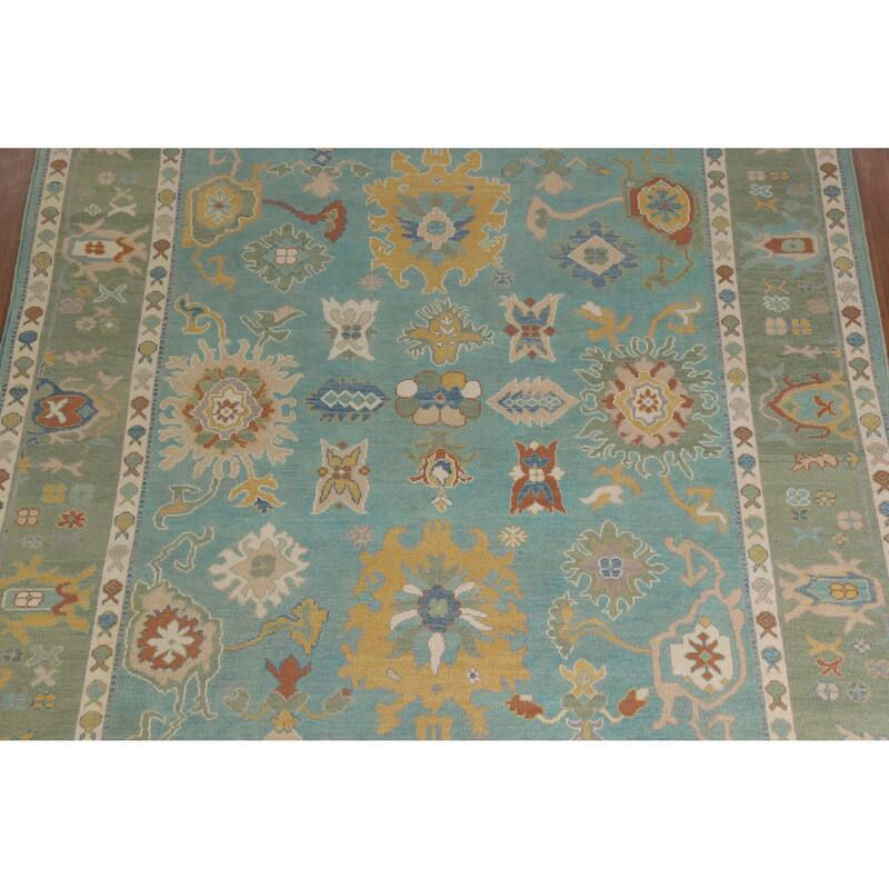 Hand Knotted Oriental 100% Wool Carpet Transitional All-Over Navy Blue & Blues Oushak Area Rug - 10' 0'' X 8' 4''
