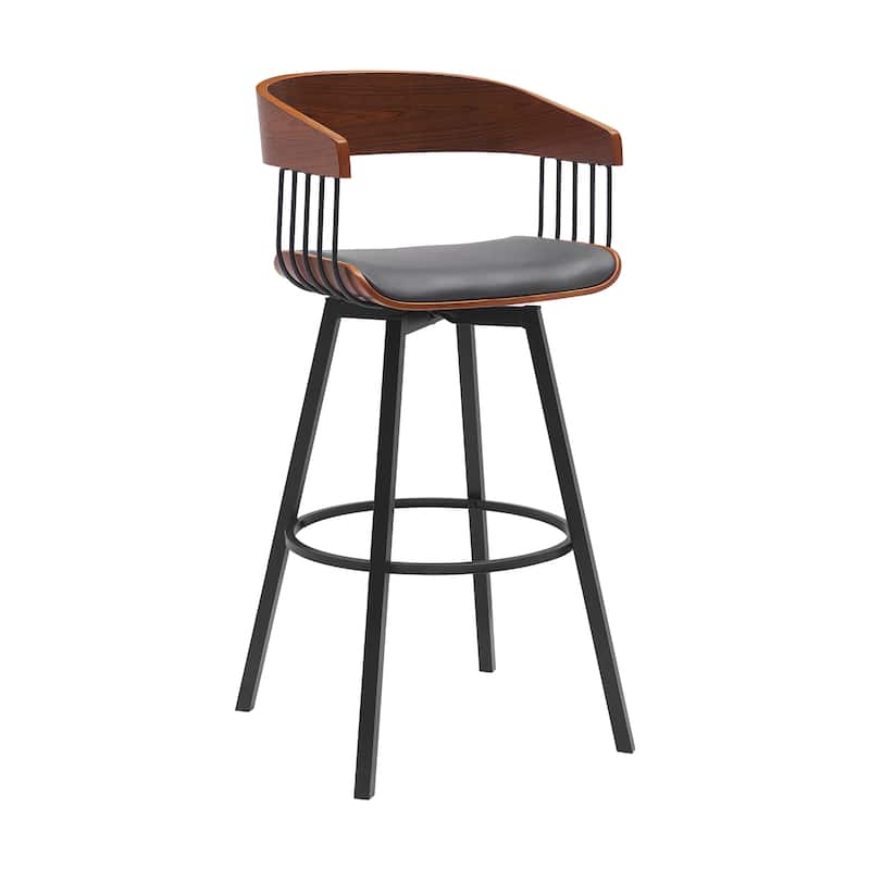 Athena Wood and Metal Upholstered Bar or Counter Swivel Stool