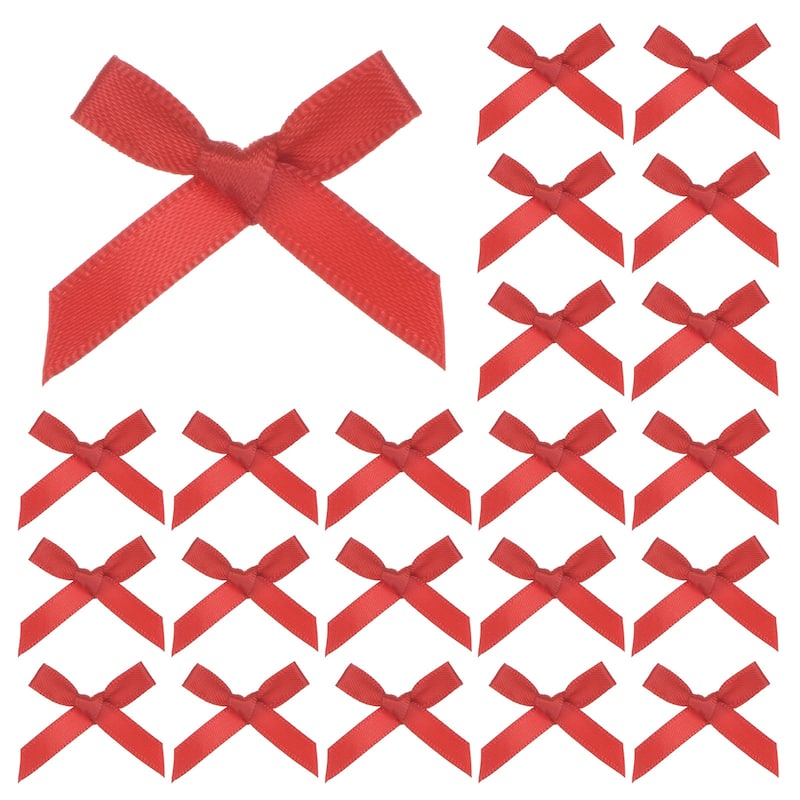 100-Pack Mini Craft Ribbon Bow,1x1.6 Inch for Craft DIY - Bright Red