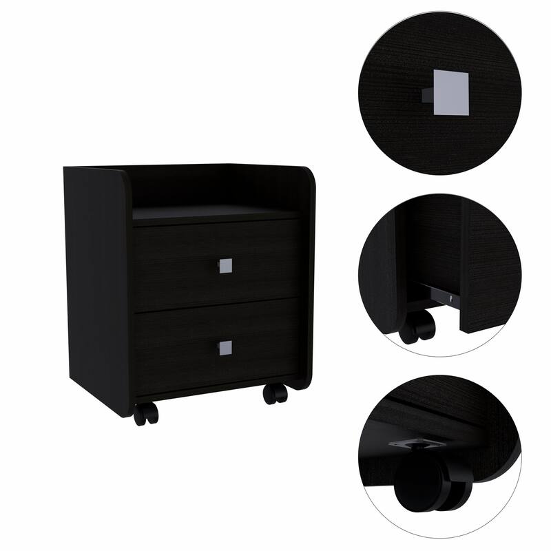 HomeRoots 22" Two Drawer Faux Wood Nightstand
