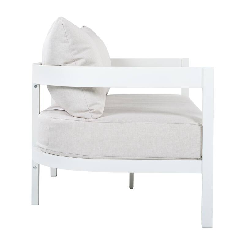 Christopher Knight Home - Modern 52.6" Outdoor Curved Back 2-Seater Loveseat with Aluminum Frame & Water-Resistant Cushions