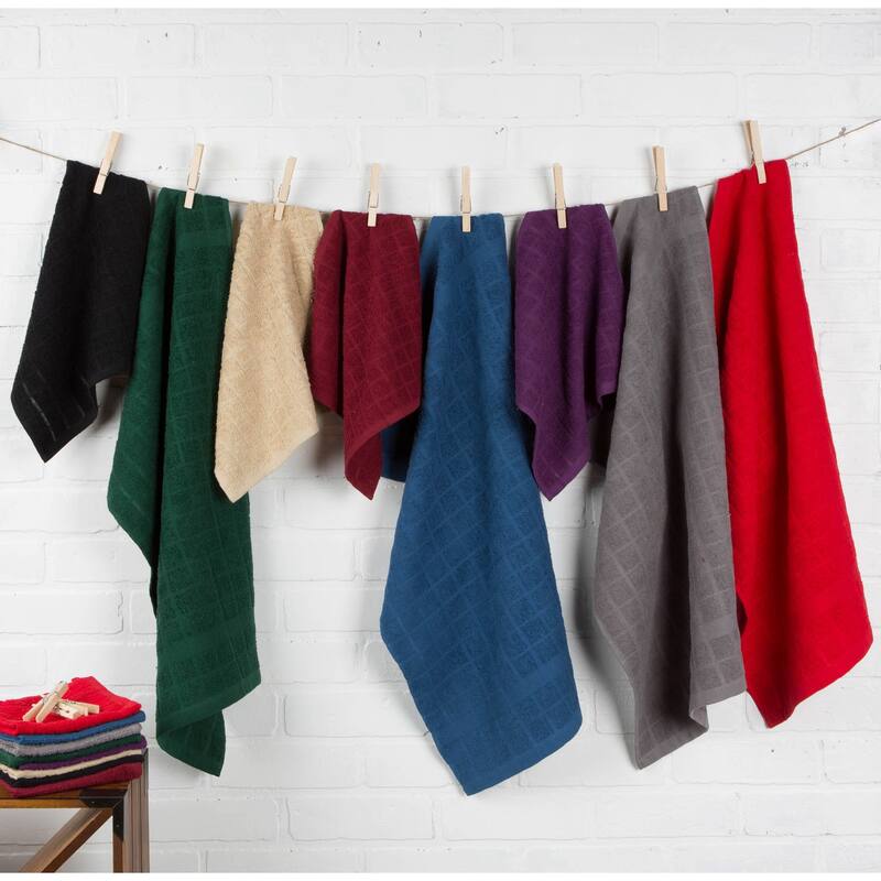 Textured Rectangular Terry Cotton Dishtowels - 26" - Green - Set of 4