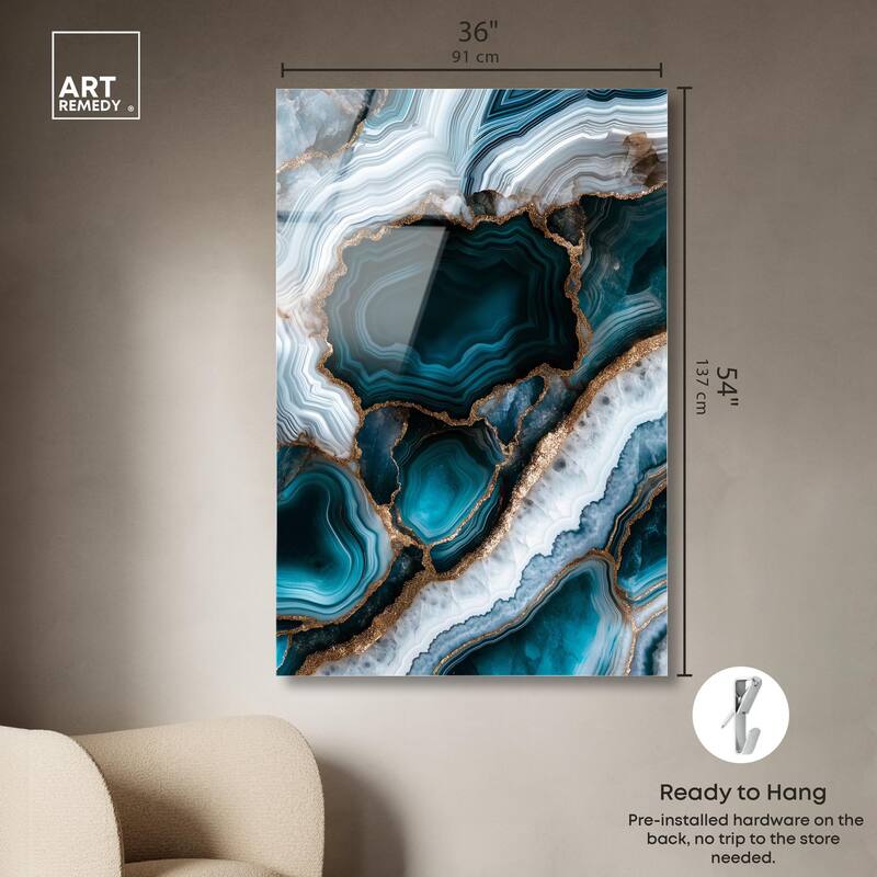 Teal Tectonic I Acrylic by Art Remedy, Ready to Hang