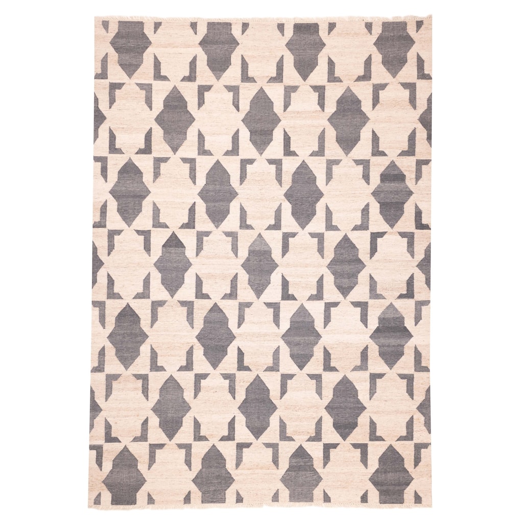 ECARPETGALLERY Flat-Weave Ankara FW Beige Wool Kilim - 9'6 x 13'3