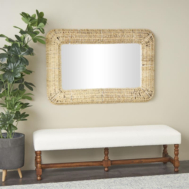 Jute Rope Handmade Woven Wall Mirror - Brown - Roche River Decor